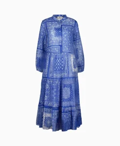 0039 Italy Maxi Jurk Mila Long 212344 Blauw Dessin*Dames Jurken