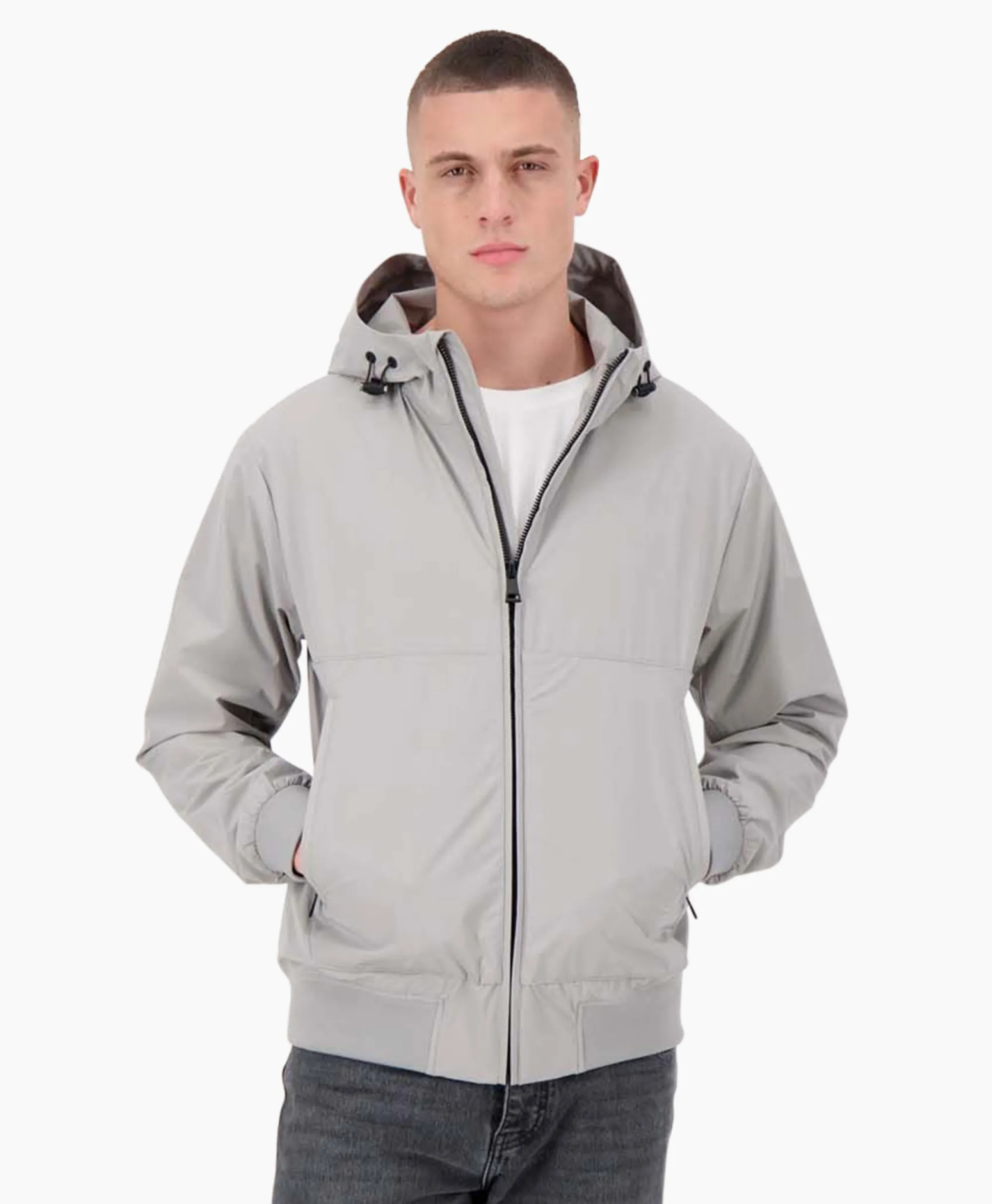 Discount Jack Hooded Four-Fay Stretch Grijs Heren Jassen