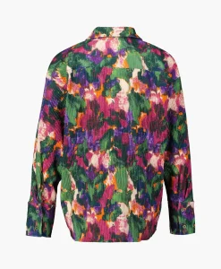 Clearance Blouse Woven Camouflage Flower Zwart Dames Blouses