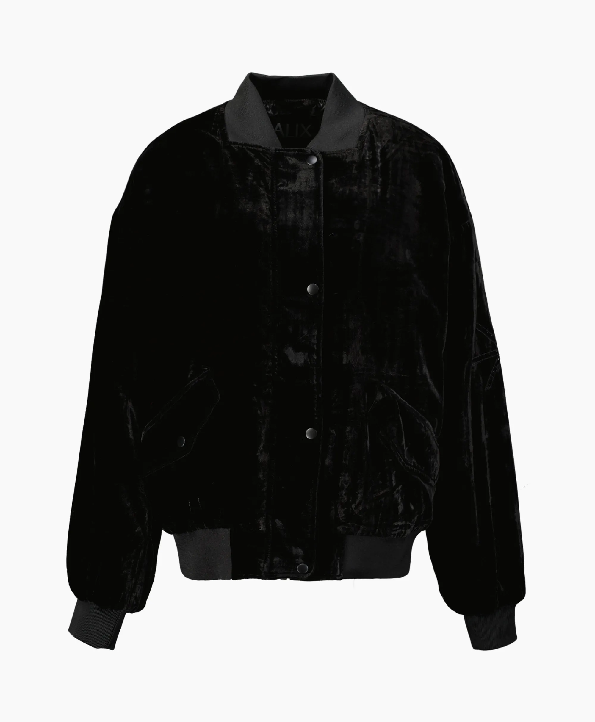 Sale Bomberjack Ladies Woven Oversized Velvet Zwart Dames Jassen