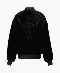 Sale Bomberjack Ladies Woven Oversized Velvet Zwart Dames Jassen