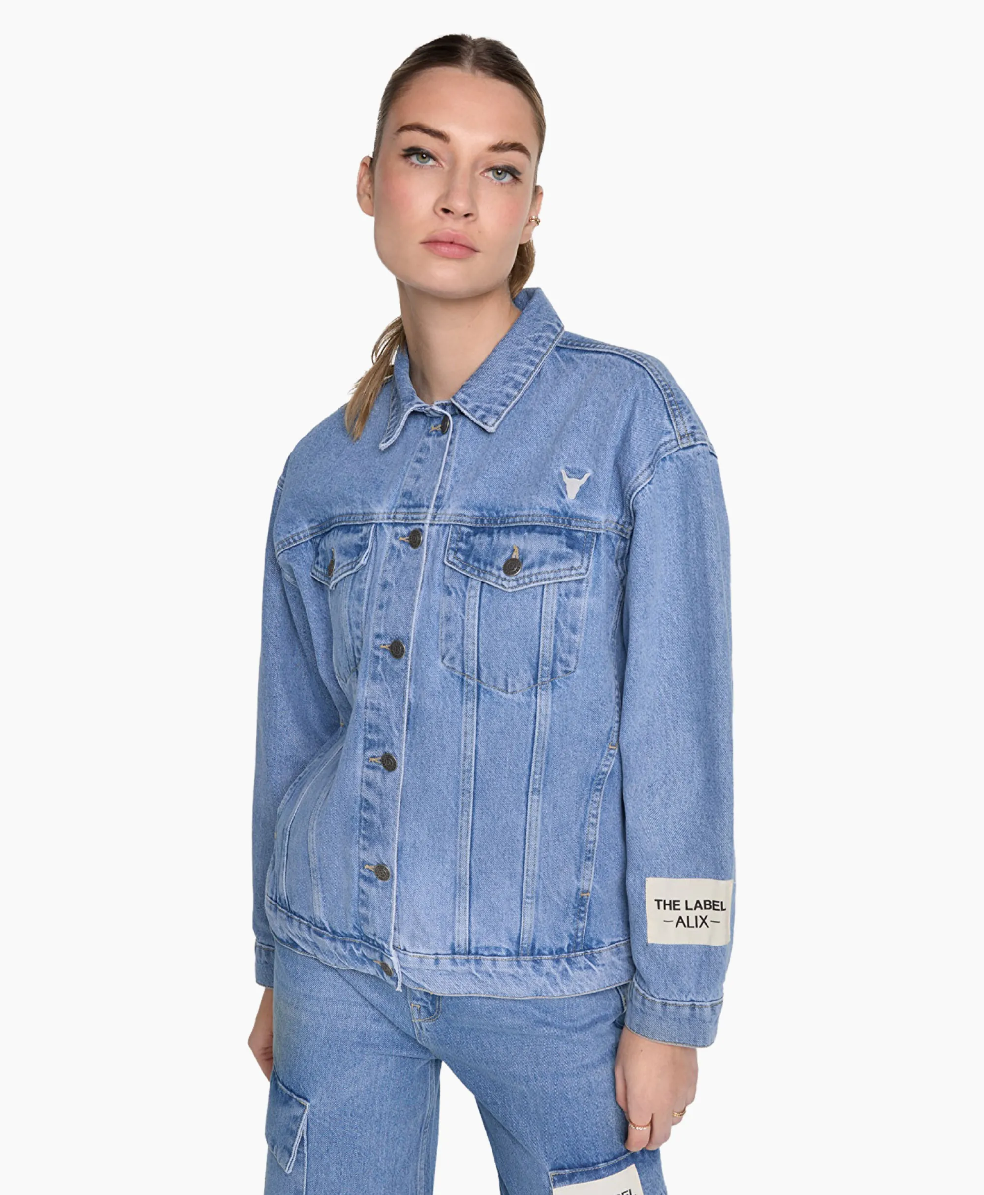 Best Jack Woven Denim Blauw Dames Jassen