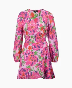 Clearance Jurk Ladies Woven Painted Flower Broderie Dress Print + 2 Kleurig Dames Bruiloftskleding