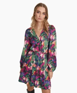 Alix The Label Mini Jurk Woven Camouflage Flower Zwart*Dames Bruiloftskleding