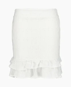 Sale Minirok Knitted Jersey Broderie Skirt Off White Dames Rokken