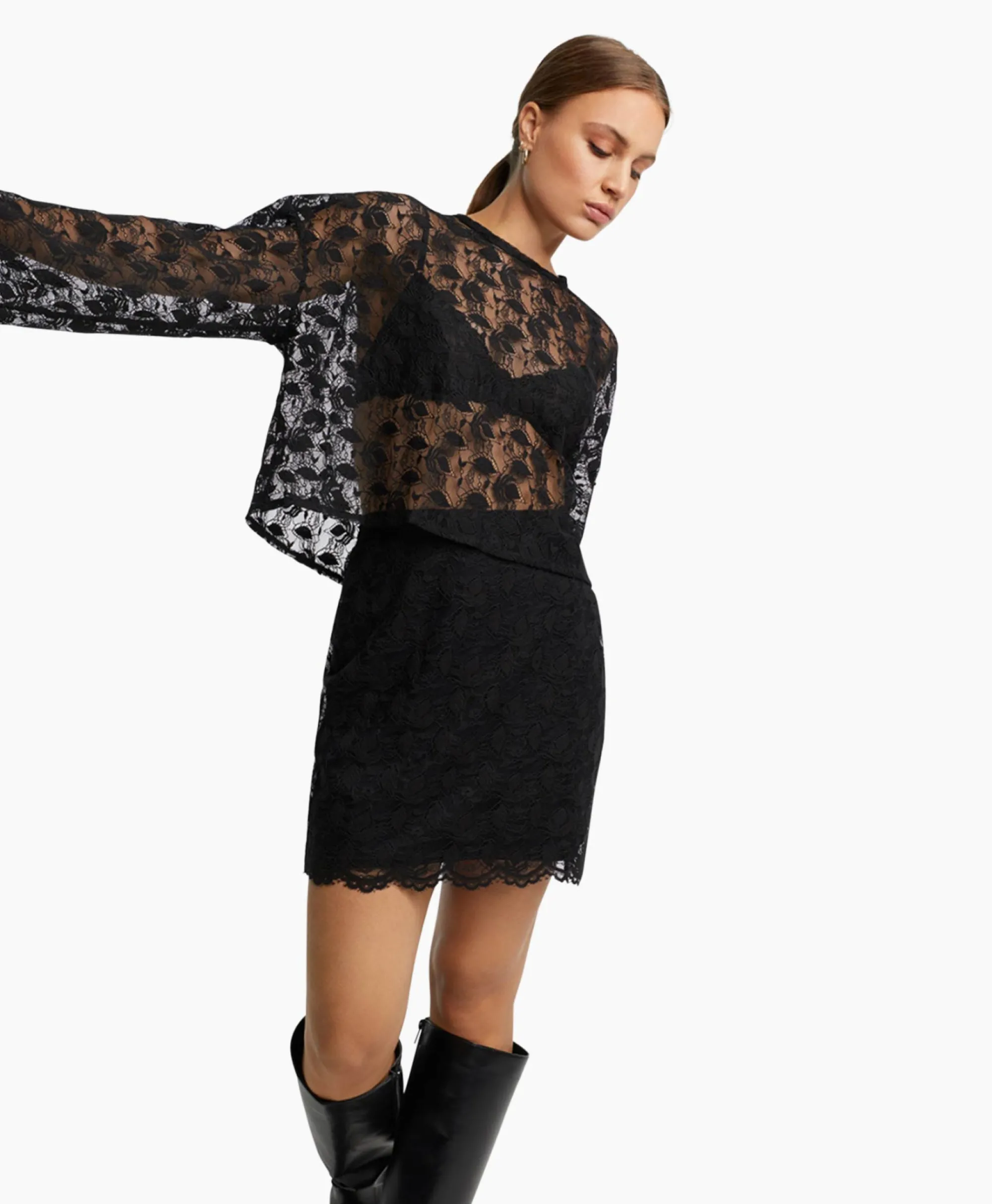 Online Minirok Ladies Woven Lace Mini Zwart Dames Rokken