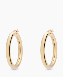 Anna+nina Oorbellen Round Plain Hoop Earrings Silver Goldpla Goud*Dames Sieraden