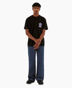 T-Shirt Korte Mouw Circle Flower Back Front Print Zwart Heren T-Shirts