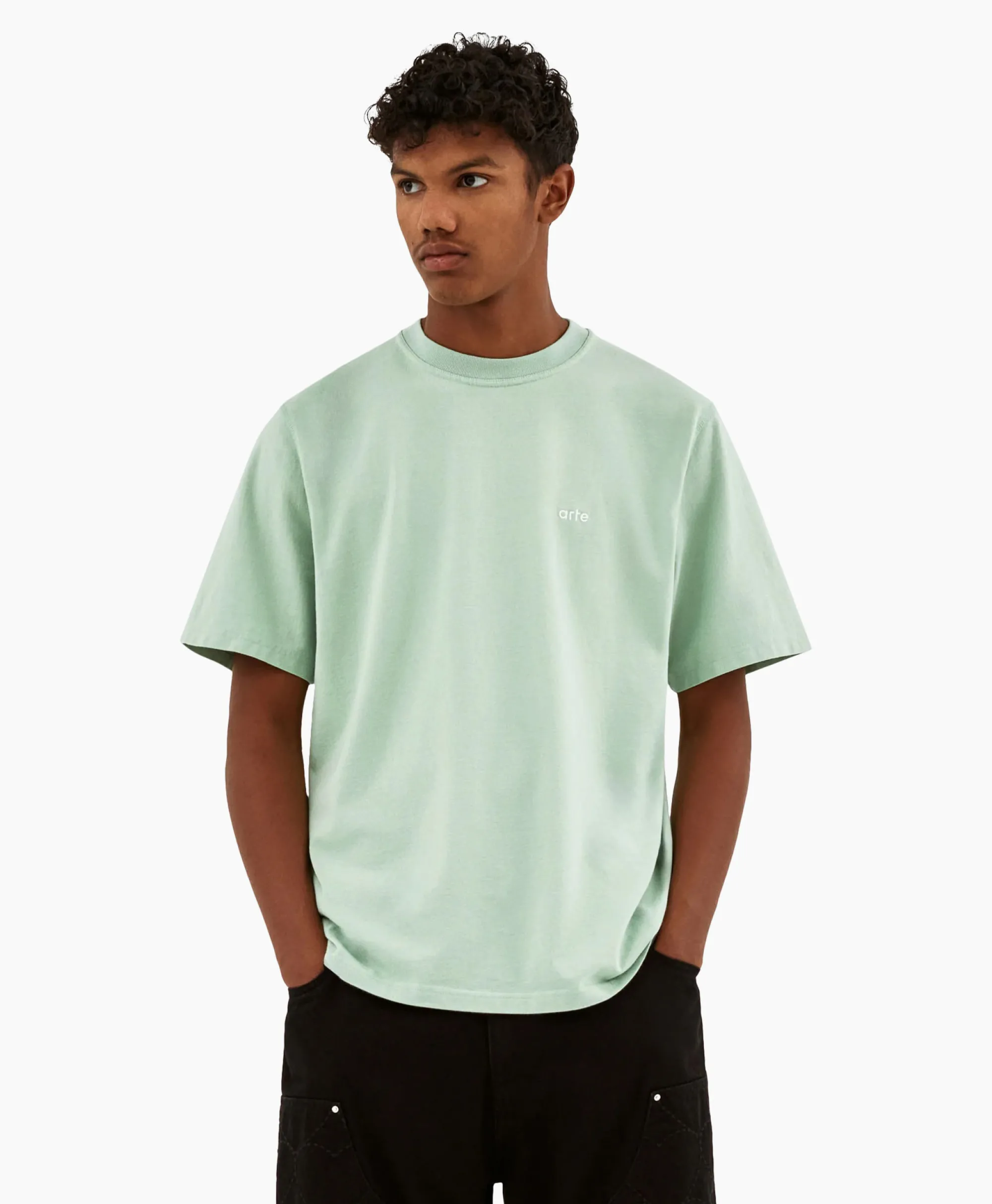 Arte Antwerp T-Shirt Korte Mouw Circle Runner Back Print Groen*Heren T-Shirts