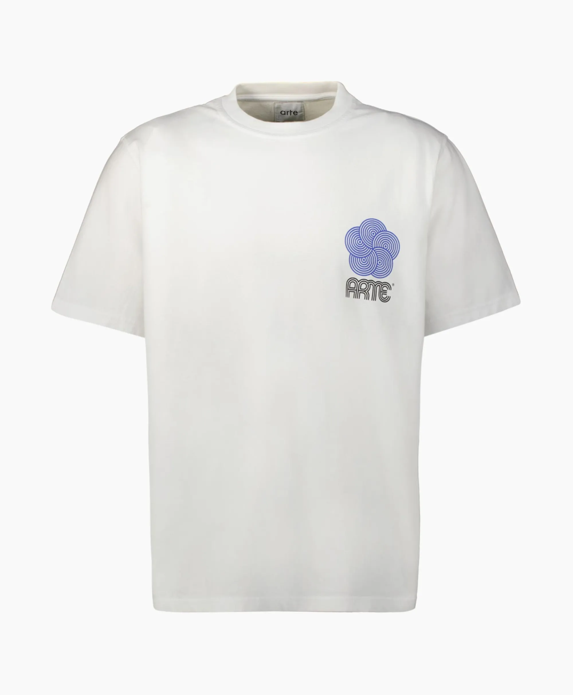 Discount T-Shirt Korte Mouw Circle Flower Back Front Print Wit Heren T-Shirts