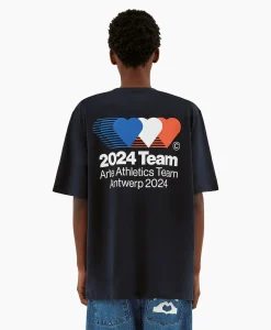 Arte Antwerp T-Shirt Korte Mouw Heart France Back Print Donker Blauw*Heren T-Shirts