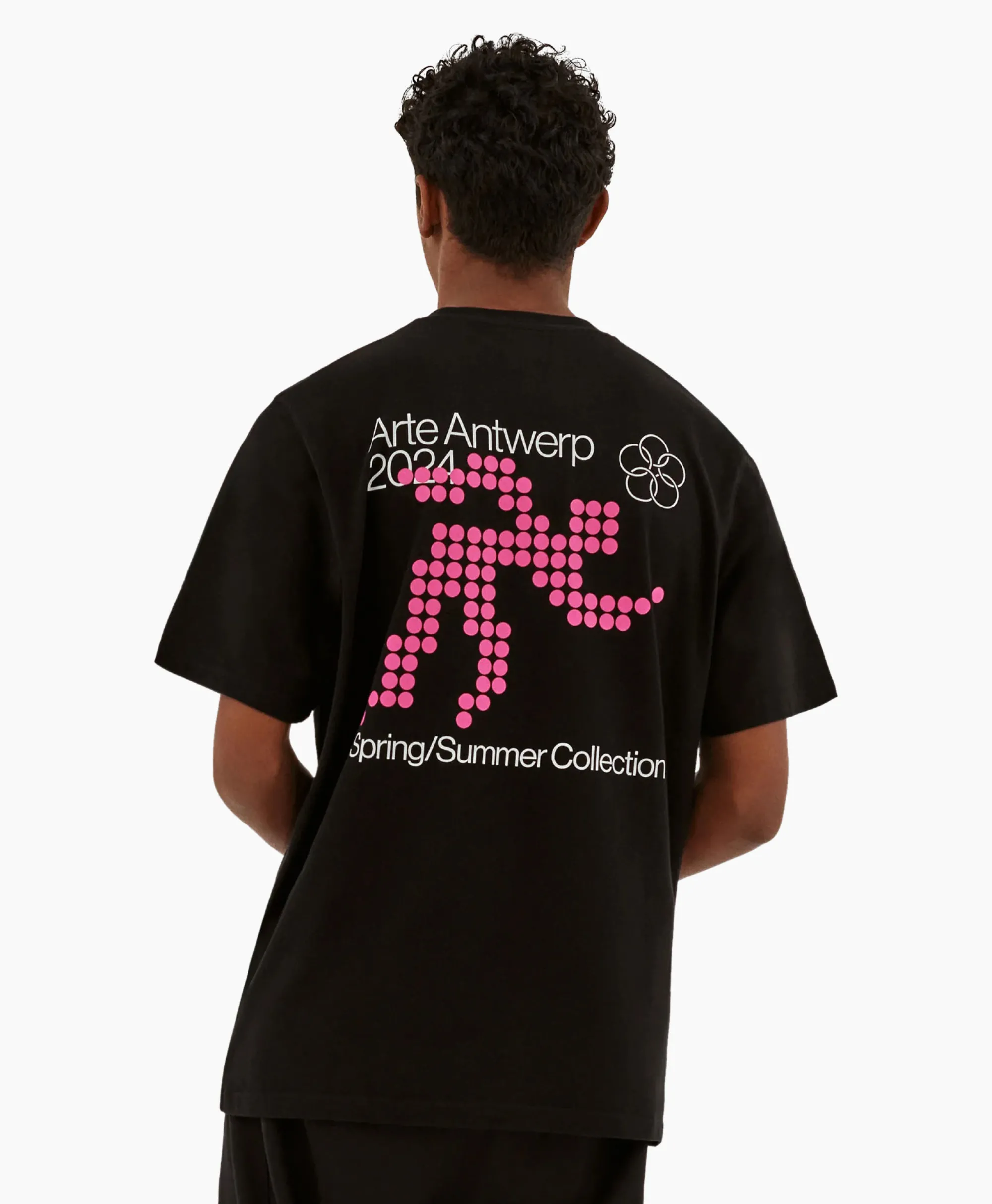 Clearance T-Shirt Korte Mouw Circle Runner Back Print Zwart Heren T-Shirts