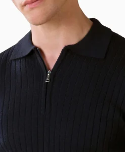 Best Pullover Rib Zip Polos Ls Donker Blauw Heren Truien