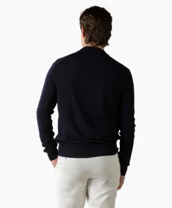 Online Pullover Buttonless Polo L Donker Blauw Heren Truien