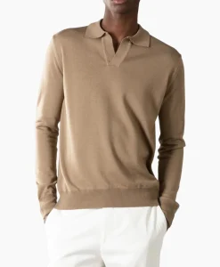 Online Pullover Buttonless Polo L Taupe Heren Truien