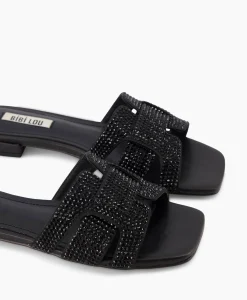 Sale Sandaal Zonder Hak Strass Zwart Dames Sandalen