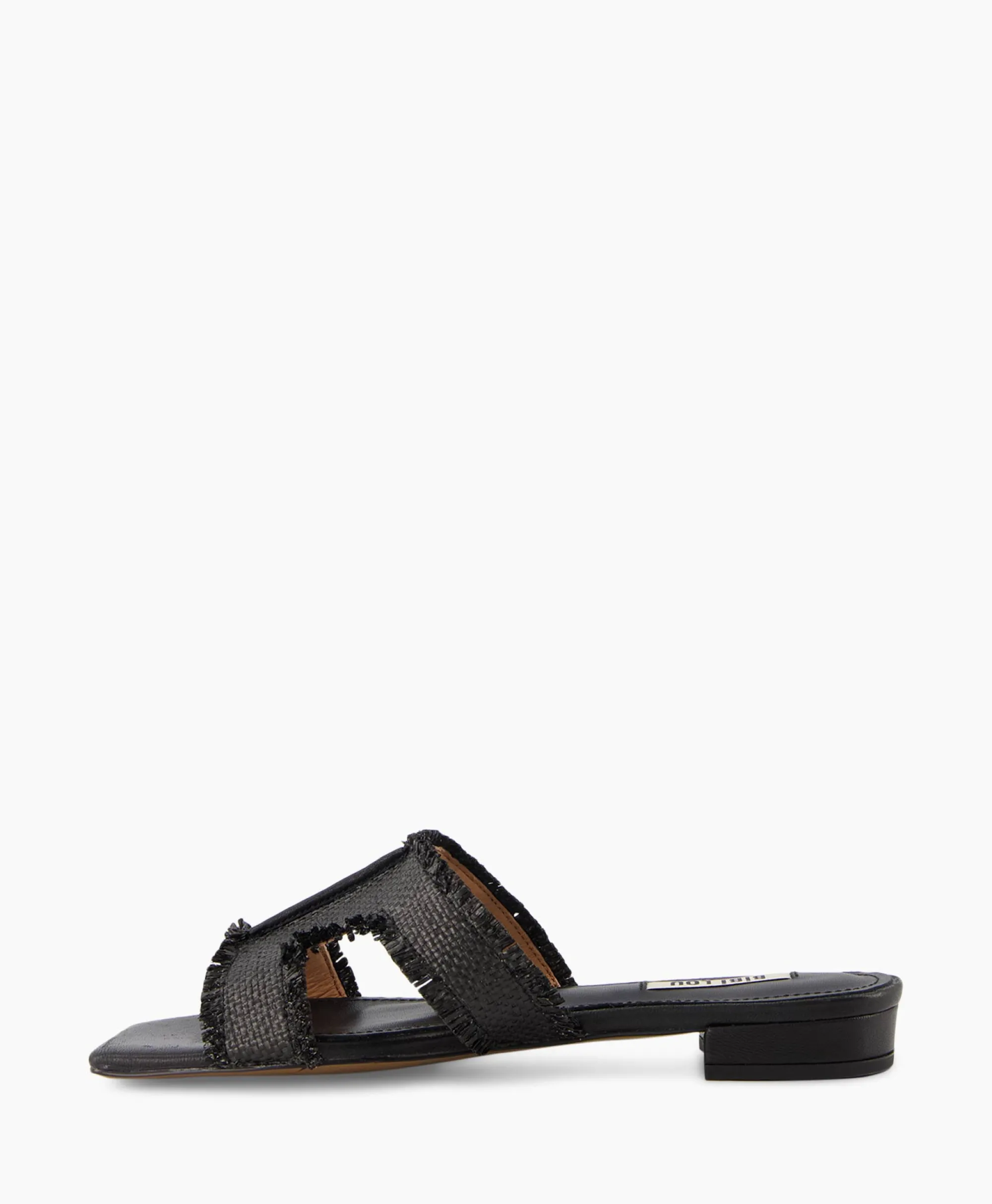 Outlet Sandaal Zonder Hak Rafia Zwart Dames Sandalen