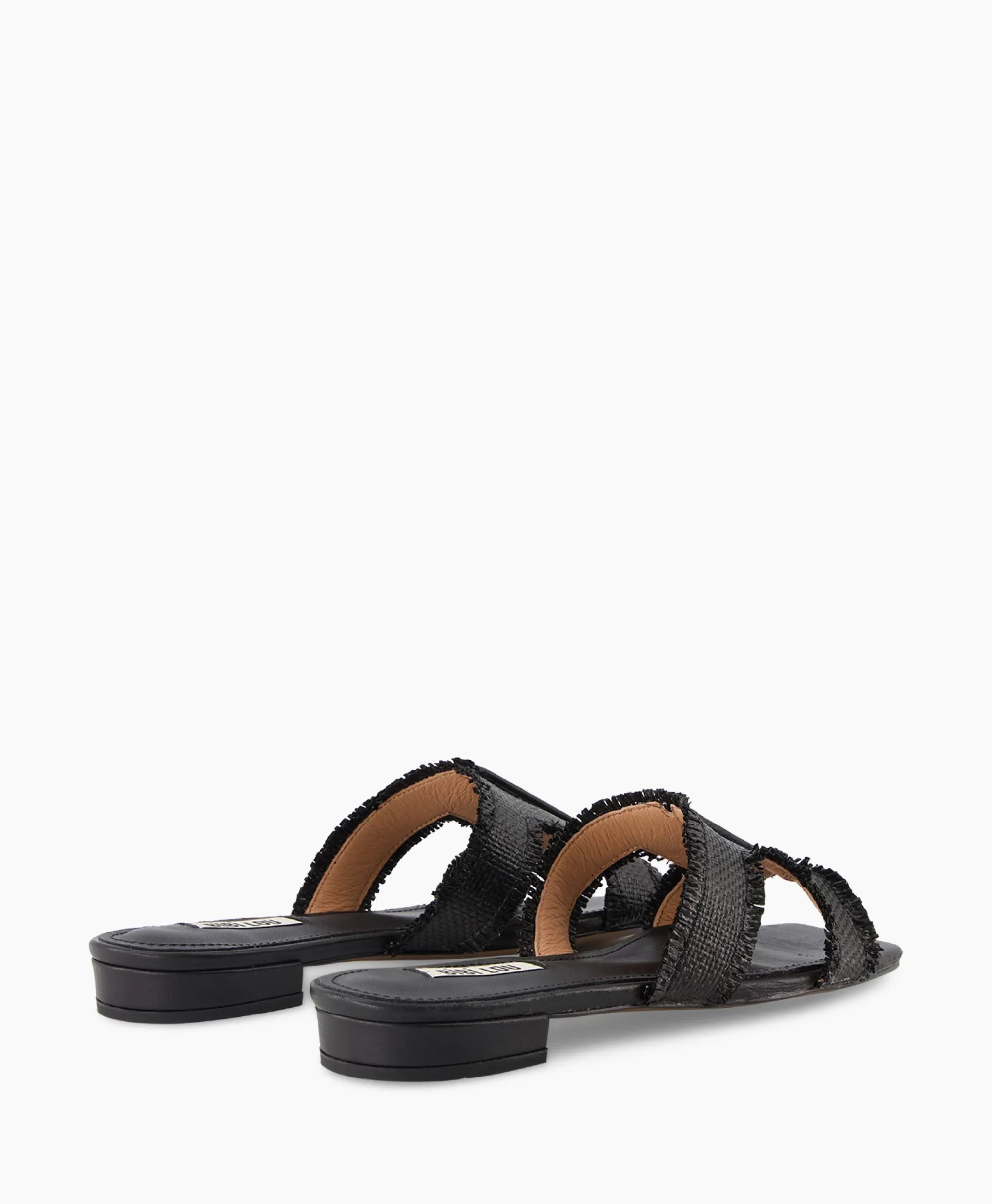 Outlet Sandaal Zonder Hak Rafia Zwart Dames Sandalen