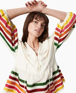 Sale Blouse Liberty Embroidered Off White Dames Blouses