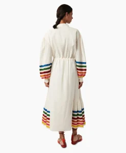 Online Maxi Jurk Lena Embroidered Off White Dames Bruiloftskleding