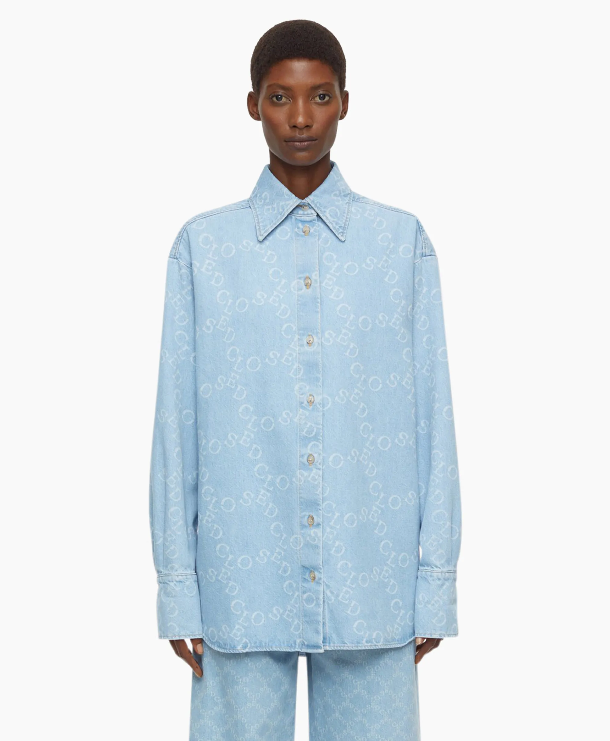 Best Blouse Boxy Long Sleeve Licht Blauw Dames Blouses