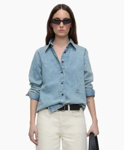 Discount Blouse Fitted Midden Blauw Dames Blouses