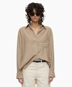 New Blouse Shirt With Pocket Grijs Dames Blouses