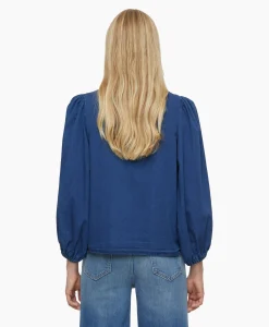 Closed Blouse Voluminous Sleeve Donker Blauw*Dames Blouses
