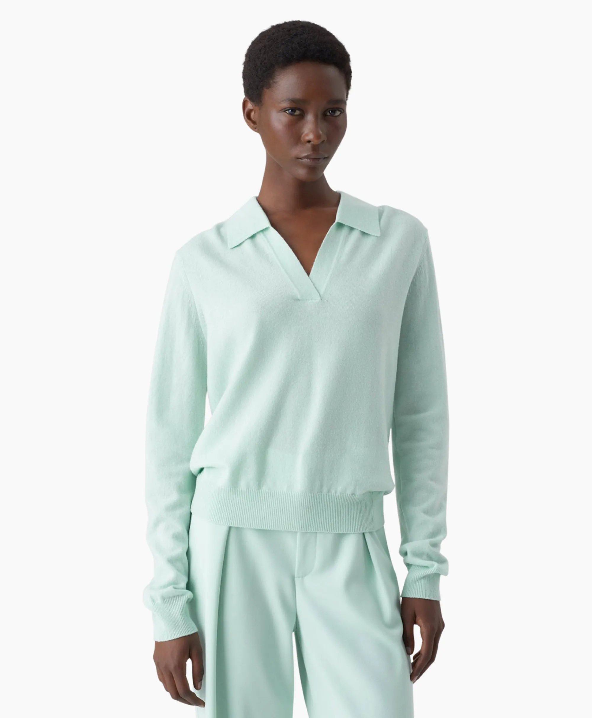 Hot Pullover Polo Longsleeve Groen Dames Truien