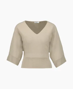 Pullover Short Sleeve Wrap Grijs Dames Truien