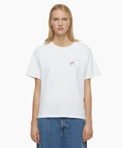 New T-Shirt Korte Mouw Printed Wit Dames T-Shirts & Tops