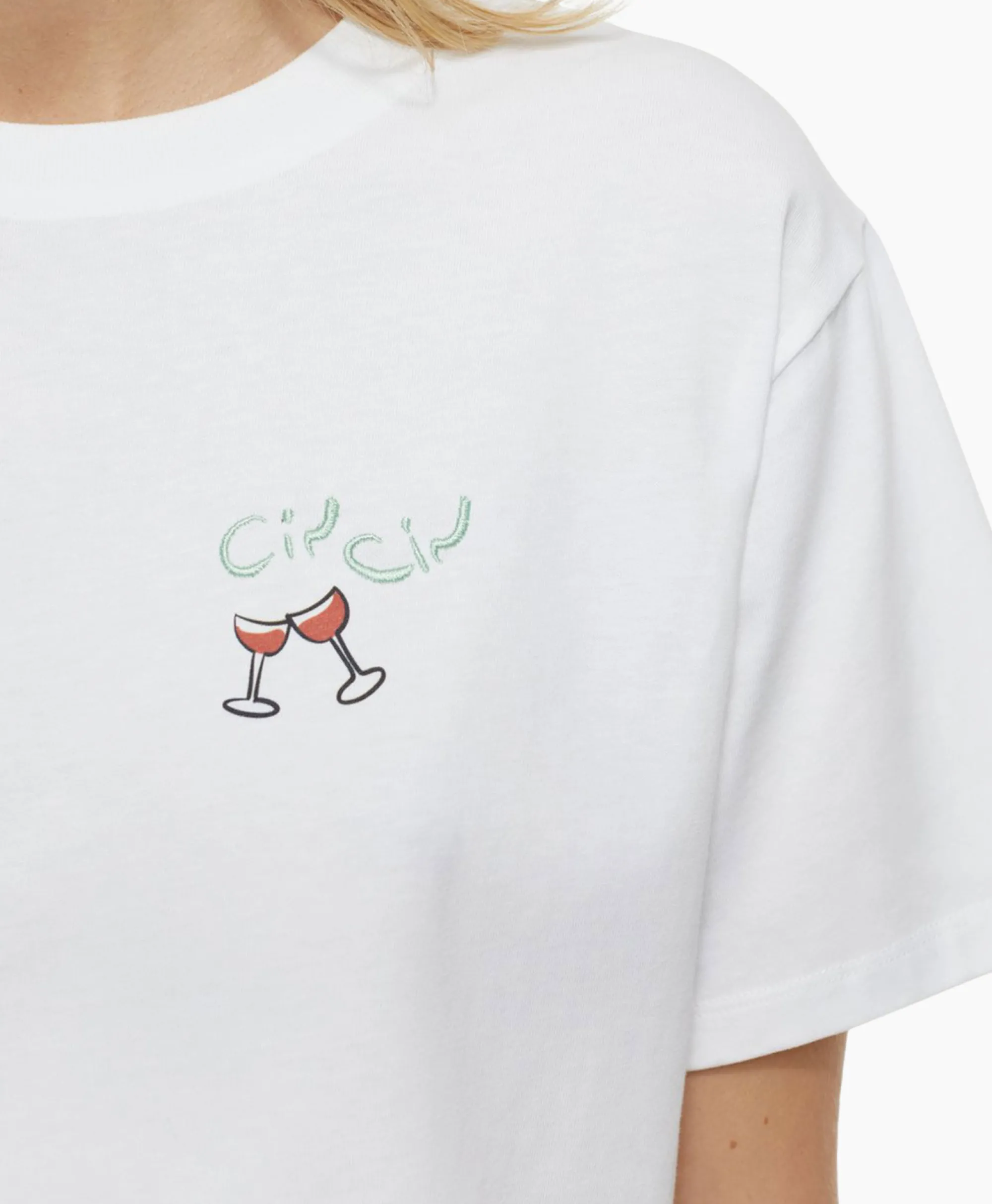 New T-Shirt Korte Mouw Printed Wit Dames T-Shirts & Tops