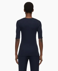 New T-Shirt Korte Mouw Crewneck Short Sleeve Donker Blauw Dames T-Shirts & Tops