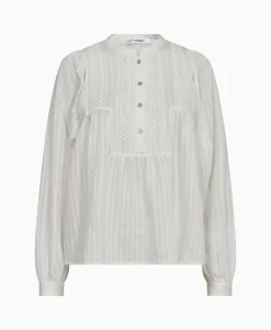 Co'Couture Blouse Selma Placket Wit Dames Blouses