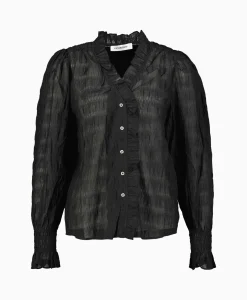 Online Co'Couture T-Shirt Korte Mouw Structurecc Line Frill Zwart Dames Blouses