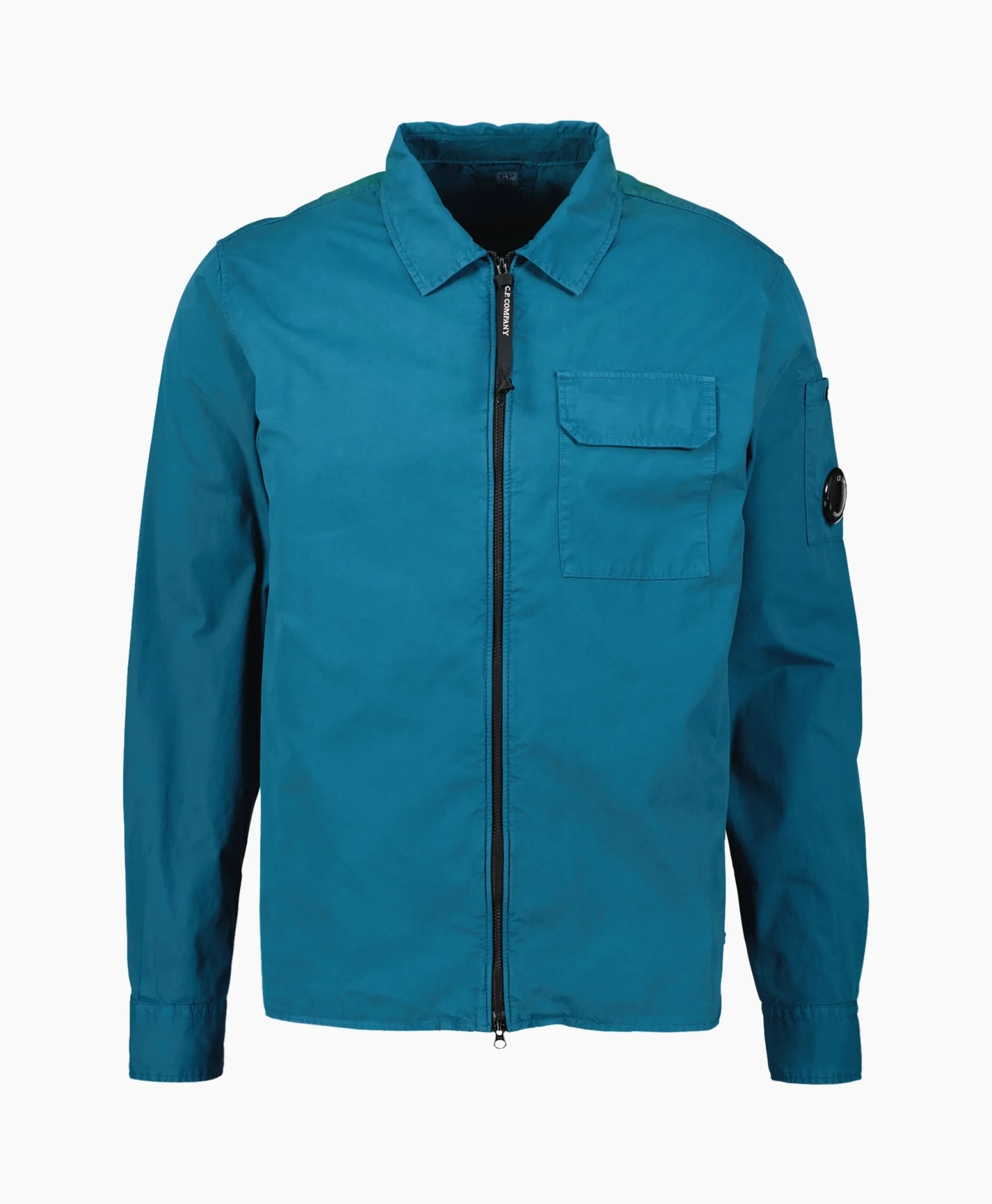 Overshirt Gabardine Zipped Blauw Heren Jassen