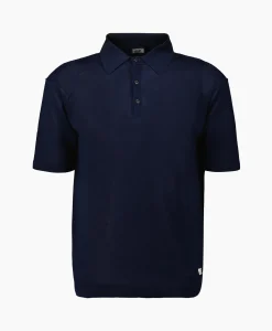 Hot Polo Filo Di Scozia Knitted Donker Blauw Heren Polo's