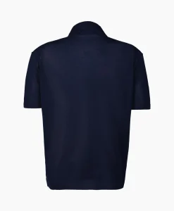 Hot Polo Filo Di Scozia Knitted Donker Blauw Heren Polo's