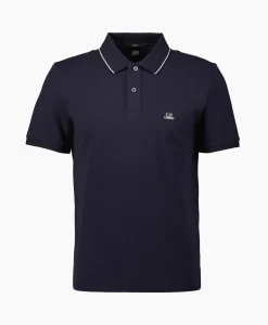 Cp Company Polo Stretch Piquet Striped Collar Donker Blauw*Heren Polo's