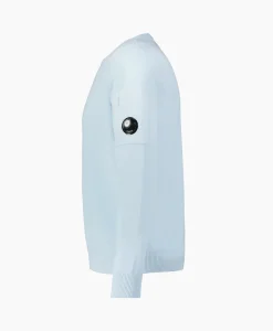 Clearance Pullover Cotton Crepe Knit Licht Blauw Heren Truien