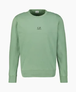 Cp Company Sweater Light Fleece Logo Groen*Heren Truien
