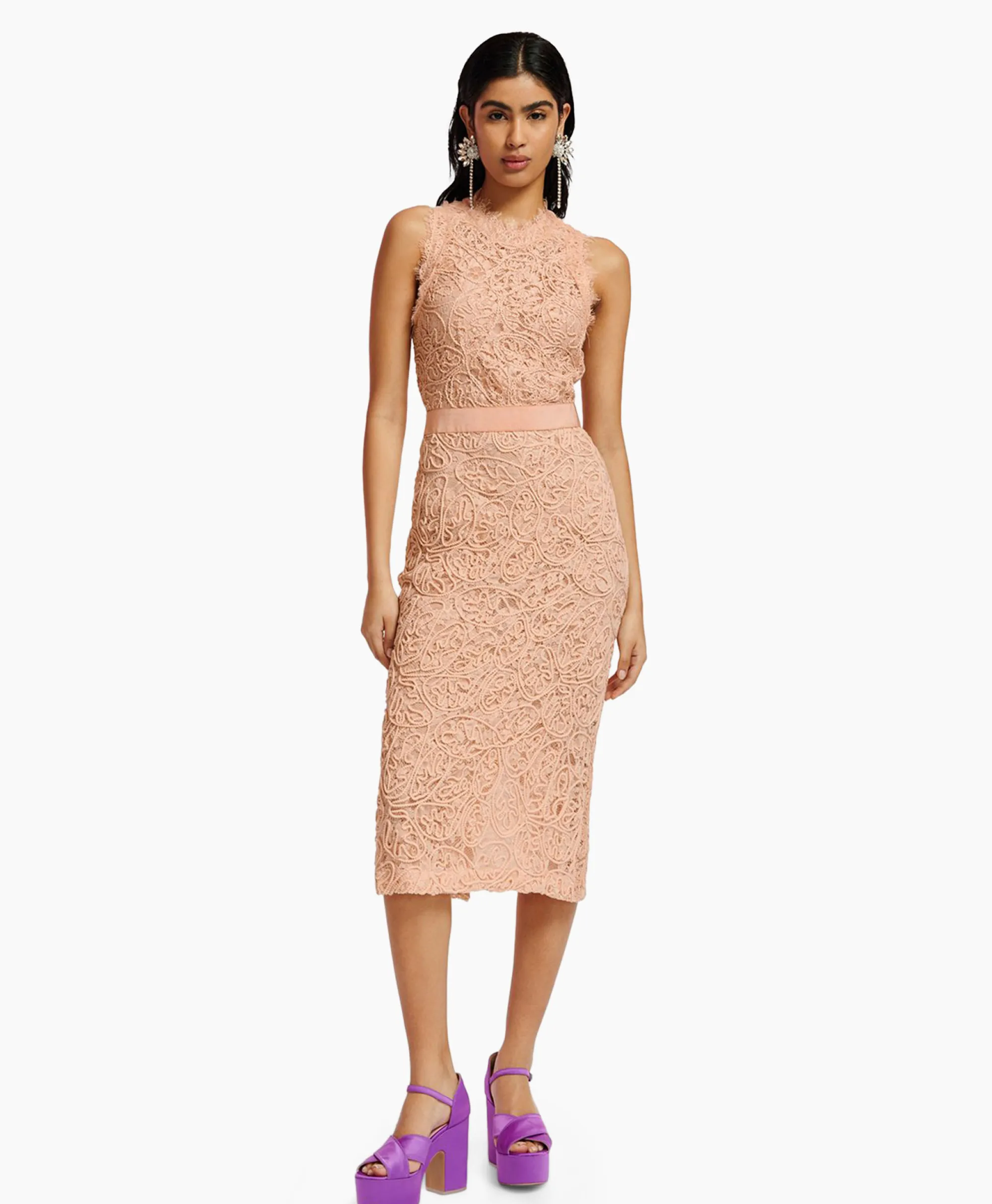 Hot Midi Jurk Emery Pink Dames Bruiloftskleding