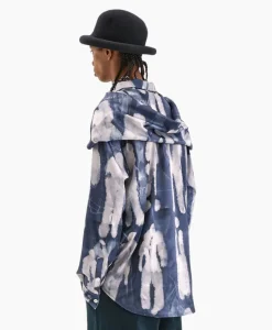 Sale Flaneur Overshirt Character Silk Hooded Blauw Heren Jassen