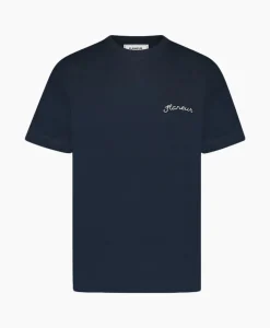 Outlet Flaneur T-Shirt Korte Mouw Signature Donker Blauw Heren T-Shirts