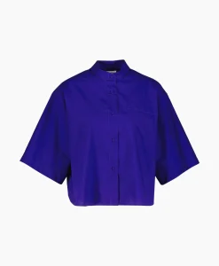 Forte_forte Blouse Bci Cotton Popeline Half Sleeves Paars*Dames Blouses