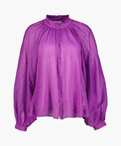 Forte_forte Blouse Cotton Silk Voile Bohemian Paars*Dames Blouses