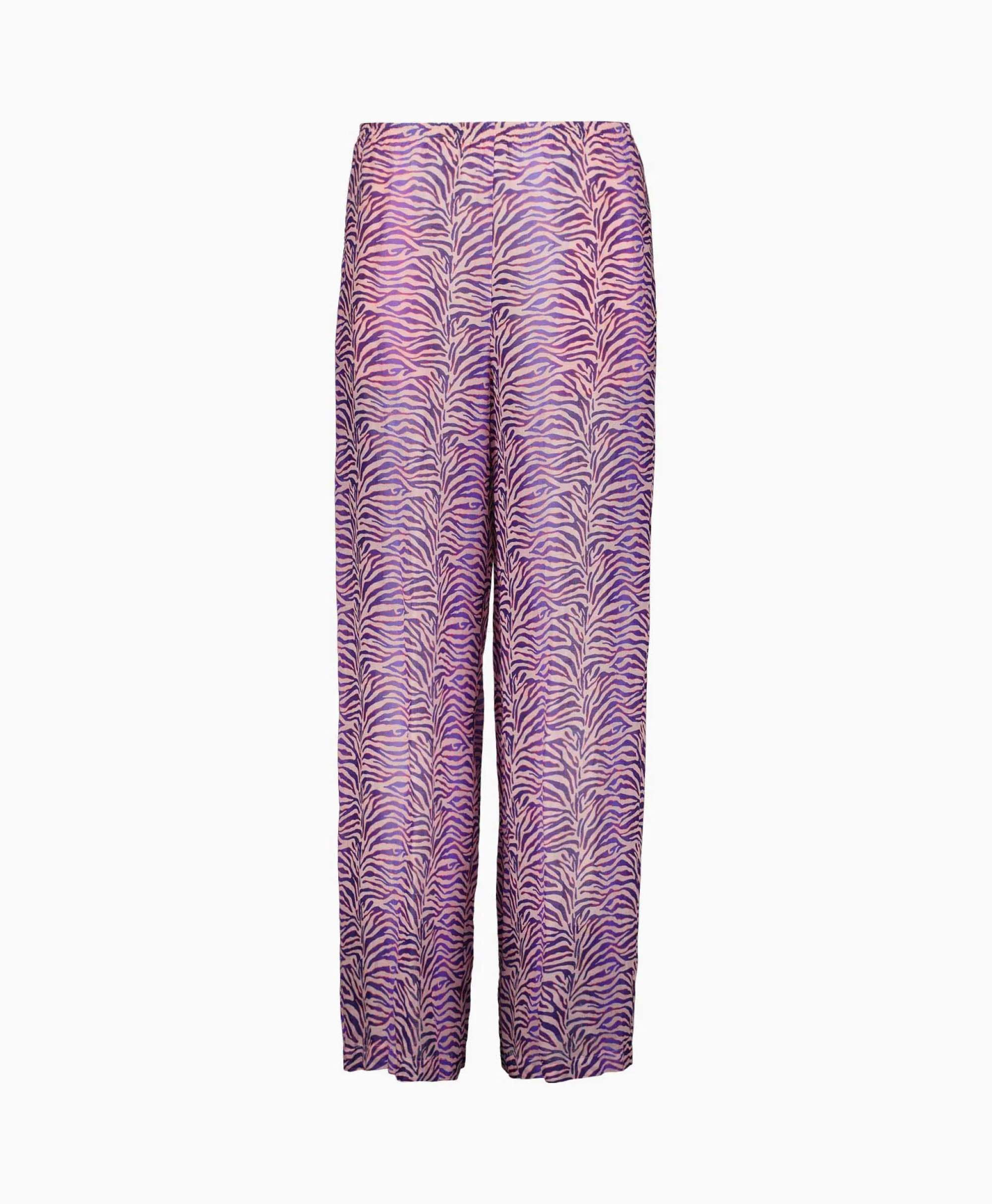 Online Pantalon Heartbeat Print Ramie Muslin Paars Dames Broeken