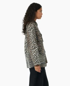 Ganni Jack Washed Cotton Canvas Bruin*Dames Jassen