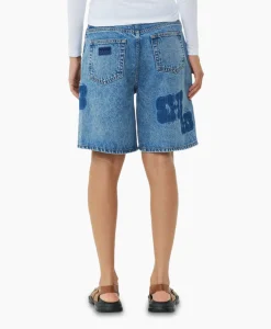 Ganni Korte Broek Patch Denim Blauw*Dames Broeken