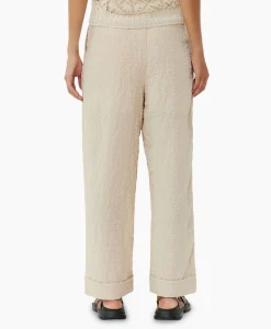 Outlet Pantalon Textured Suiting Mid Waist Beige Dames Broeken